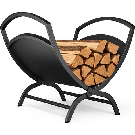 VOUNOT Firewood Log Rack Metal X-Shape Log Holder, 40.5 × 32 × 33cm, Black