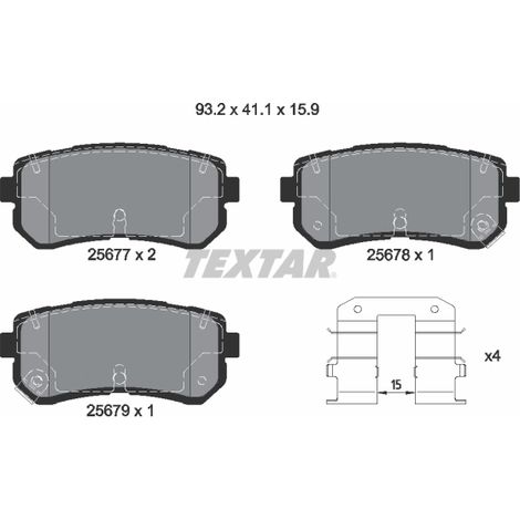 Kit de plaquettes de frein, frein à disque Textar 2567701 HYUNDAI 583021KA30
