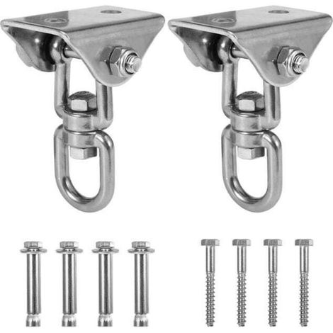 Support de suspension pivotant en inox 304, lot de 2, anneau rotatif pour hamac, balançoire, chaise suspendue (1/5)