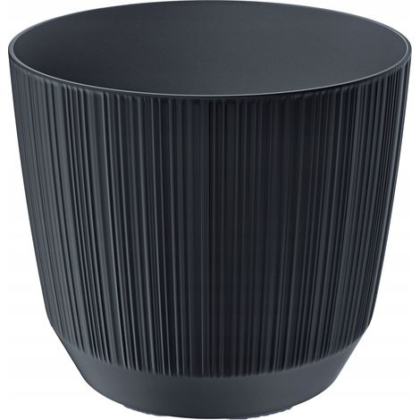 Vaso rotondo in plastica con coperchio scanalato, antracite, 19,5 cm Ryfo (1/2)