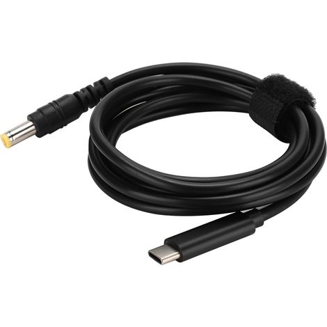 Câble adaptateur 90 W 19 V/20 V Type E C mâle vers connecteur mâle droit 5,5 mm x 2,5 mm avec puce PD