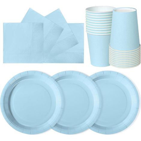 72 Pièces Vaisselle En Papier, Assiettes 18 Cm, Gobelets 266 Ml, Serviettes 16,5 Cm, Pour Anniversaire Enfants (1/5)