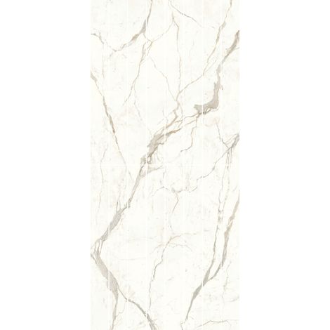 Carrelage effet Marbre Blanc Calacatta Prima Bookmatch A Slice 278x120x0,6 cm Brillant Faventa - Mur intérieur (vendu par carton de 3,336 m²) - RO'MA CARRELAGE