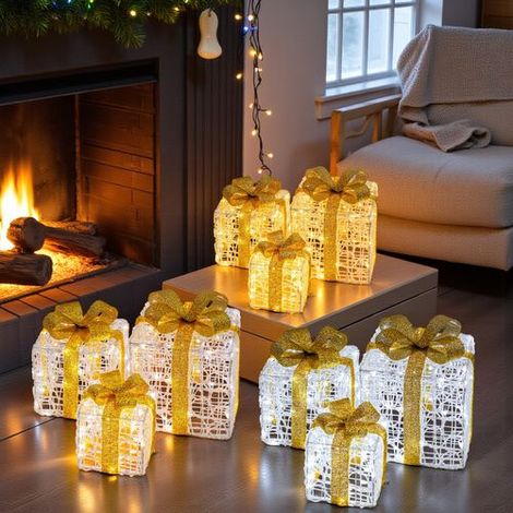 Set 3 Pacchi Regalo in acrilico, 150 Dual Color LED bianco caldo e bianco freddo (1/5)
