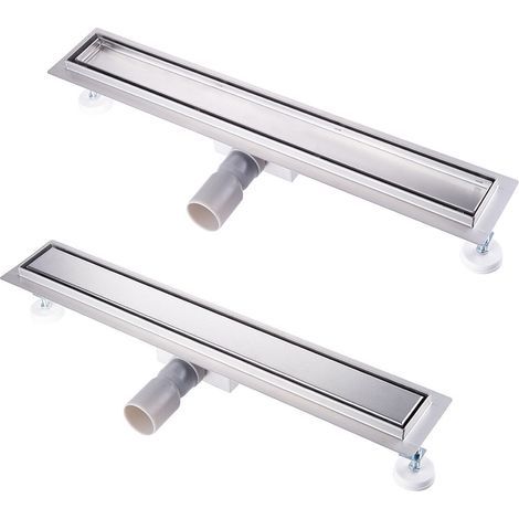 Acezanble – Caniveau de douche en inox 40 cm à carreler – Drain extra plat avec pare-odeur et passoire à cheveux – Installation flexible