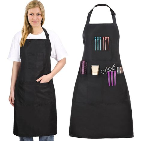 (2 Stück) Friseurschürze mit 4 Taschen, Arbeitsschürze, geeignet für Tierpflege, Friseursalons usw.