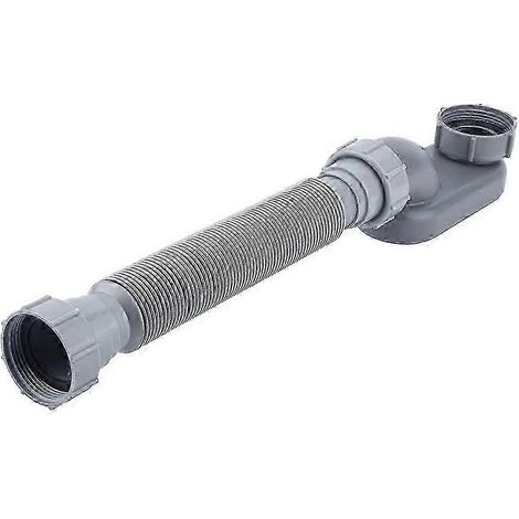 Siphon plat en P de 1 1/2 pouce à profil bas, flexible, pour baignoire et douche. Siphon plat en P pour baignoire autoportante. (1/4)