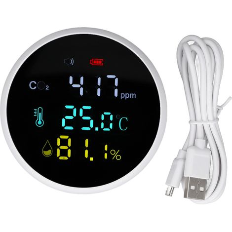 Moniteur de température et d'humidité CO2, 400 à 5000 ppm, surveillance en temps réel, détecteur Portable de haute précision avec alarme (1/5)