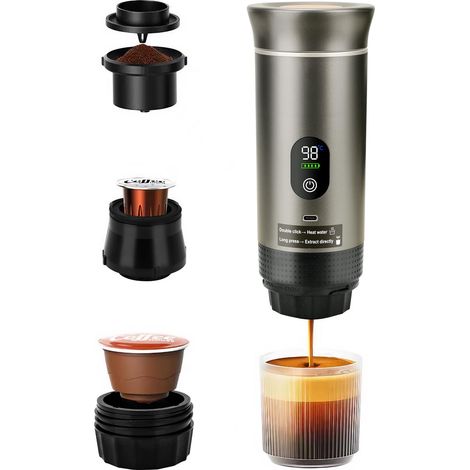 Machine a Cafe Portable Mini Machine à Café, 3 En 1 Machine à Café Avec USB, Capsules De Café Compatibles Et Poudre De Café, Idéal Pour Le Camping, Le Bureau Et La Randonnée (1/5)