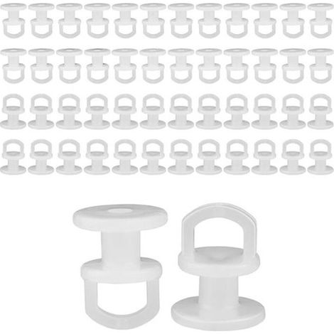 Crochets de rideaux - 50 Pièces - Anneaux de rideaux - Plastique - Glissières décoratives de fenêtre - Crochets de rideaux extra forts - Clips de rideaux - Crochets de salle de bain - 1317mm - Blanc (1/4)