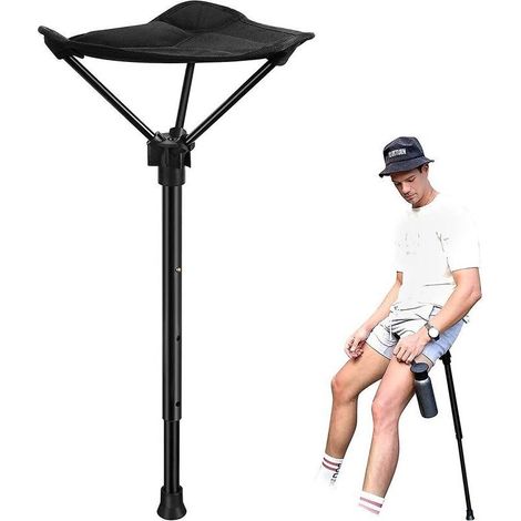 Chaise de pêche extérieure rétractable de siège réglable en hauteur de tabouret portable avec 3 vitesses,de DEBUNS