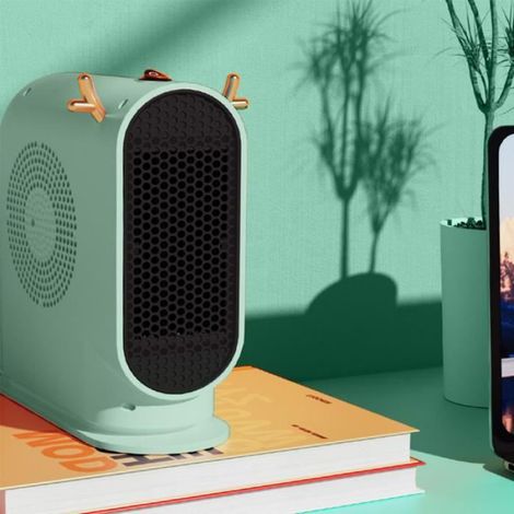 Radiateur électrique d'intérieur, Chauffage d'appoint mini, avec pointe surchauffe et protection contre surchauffe,pour maison, vert (1/4)