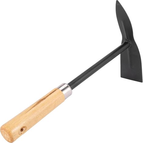 Houe de jardin avec manche en bois et lame en métal - noire (1/4)