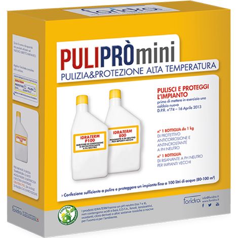 KIT RISANAMENTO E PROTEZIONE LAVAGGIO IMPIANTO PULIPRÒ MINI KG 1 FORIDRA