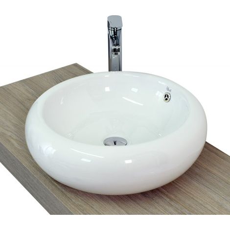 Lavabo da appoggio con troppo pieno 52x17cm bianco Mues Round