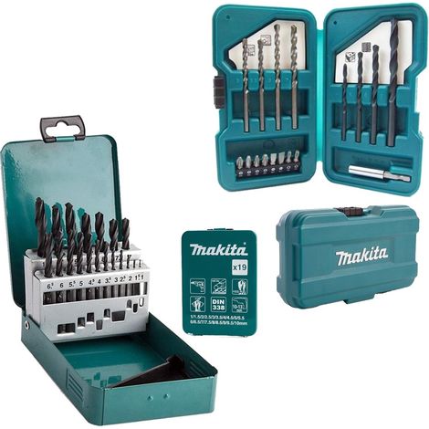 Makita D-54081 HSS 19 PC Ground Point + D-45858 17 PC Drill Masonry Wood Metal (1/5)