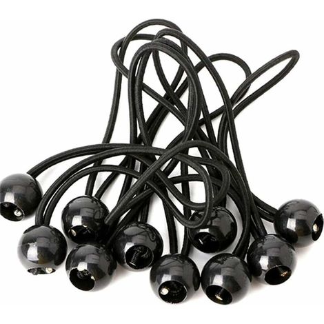 Cordon élastique avec boule en caoutchouc, cordon élastique noir, cordon élastique 150 mm, sangle élastique pour bâche, support de bâche, bâche pour tente, affiche, 20 pièces (1/5)