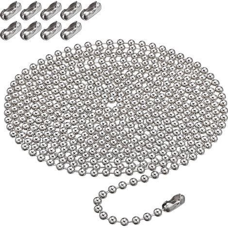 Sollbry m lange Kugelzugkettenverlängerung mit 10 passenden Anschlüssen für den Austausch vertikaler Fensterjalousien (4,5 mm, Silber) (1/5)