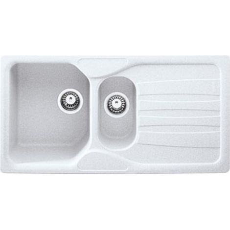 Lavello cucina 2 vasche Franke Calypso COG651 bianco gocciolatoio reversibile 97x50 cm. (1/2)