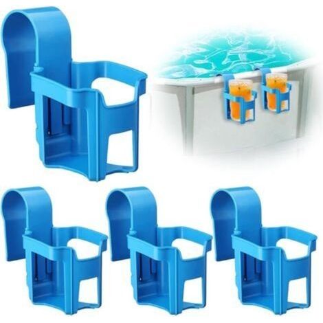 Lot de 4 porte-gobelets de piscine en plastique, accessoires polyvalents, adaptés à la plupart des piscines (bleu) (1/5)