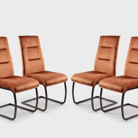 Set 4 sedie moderne in tessuto e metallo design Rivéa - Marrone