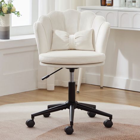 Chaise de coiffeuse et bureau moderne dossier pétale coussin lombaire papillon hauteur réglable siège souple pour salon,chambre et bureau-Chi.