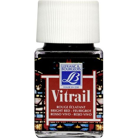 Peinture vitrail - Lefranc Bourgeois - Rouge éclatant - Flacon de 50ml (1/4)