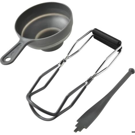 Pince de levage pour bocaux en acier inoxydable, kit de mise en conserve avec support et entonnoirs pour débutants et professionnels (1/4)