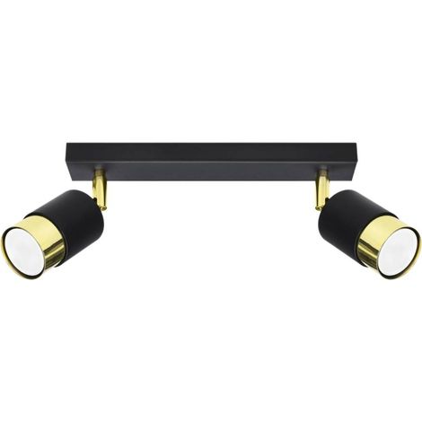 Faretto da soffitto nero allungato doppio paralume oro 2xGU10 10W NERO SL.1070 Sollux Lighting (1/5)