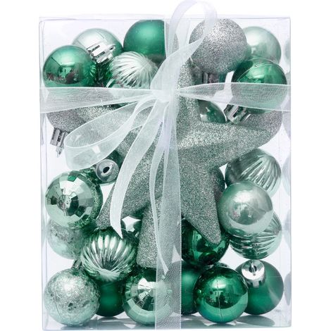 Décorations de Noël, coffret cadeau de 30 boules de Noël de 3 cm, étoile pour sapin, ornements pour sapin de Noël