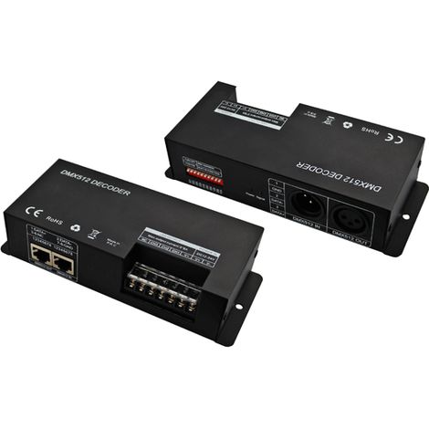 3-channel DMX512 LED decoder, seven-color RGB 5050 LED strip controller, 12-24V