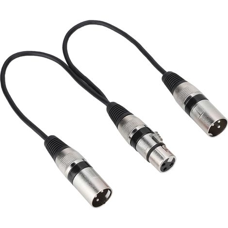 Câble d'extension audio pour microphone, adaptateur XLR femelle vers double prise mâle, 30 cm, pour Canon (noir). (1/5)