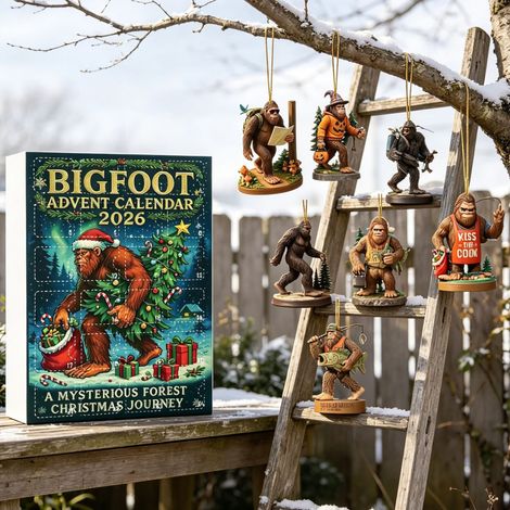 Calendrier de l'Avent Bigfoot 2026, 24 décorations suspendues en acrylique 2D avec de mystérieux motifs d'homme-singe, ornements de sapin de Noël uniques pour collectionneurs (1/5)