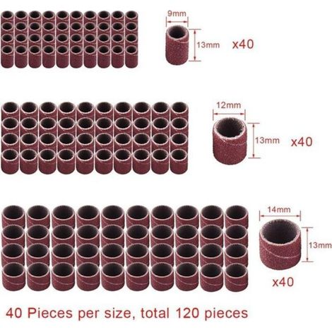 Tambour De Ponçage - 132 Pièces Avec Boîte De Rangement - 120 Bandes 120 Grains Et 12 Mandrins - Pour Ponçage Sur Bois Métal Plastique - 1/2 3/8 1/4 Pouces (1/5)