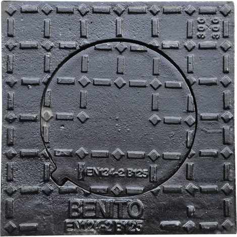 Jardibric – Regard de trottoir carré B125 en fonte ductile – Dimensions 300 x 300 mm – Ouverture 175 mm – Pour espaces piétonniers et parkings