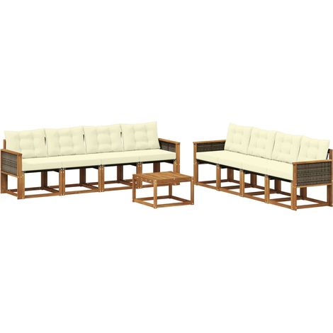 Set di divani da esterno con cuscino 9 pcs Naturale e Crema vidaXL (1/5)