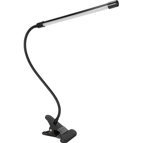 Lampe de bureau LED, lampe de lecture, veilleuse, température et luminosité réglables, fixation par pince, idéale pour les bureaux, tables de chevet, ordinateurs et pianos. Tube unique noir, alimentat (1/5)