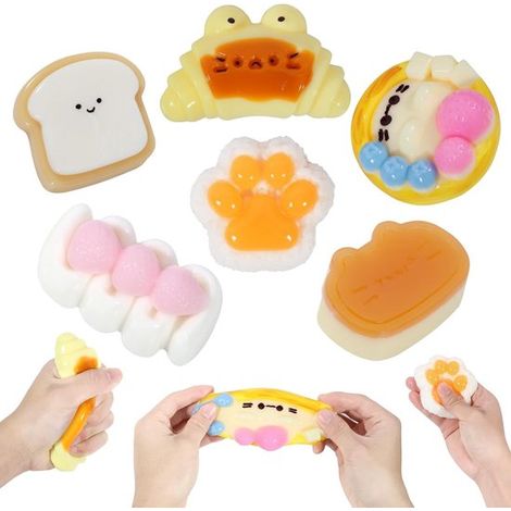 Un ensemble de 6 jouets à presser en forme de pattes de chat et de friandises,adapté aux enfants comme aux adultes,décoration de bureau (1/5)