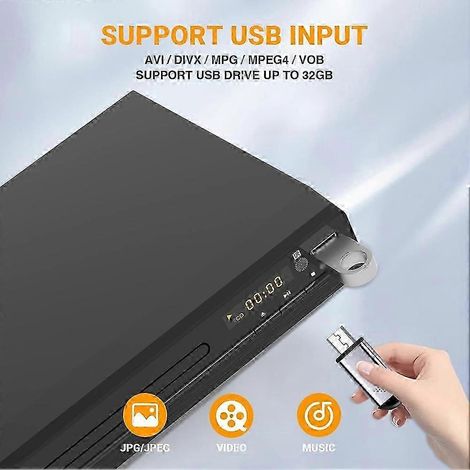 Lecteur/enregistreur DVD pour TV avec conversion ascendante HD 1080p, compatible HDMI, sorties AV et coaxiale, entrée USB, télécommande, prise européenne - JXLGV (1/5)