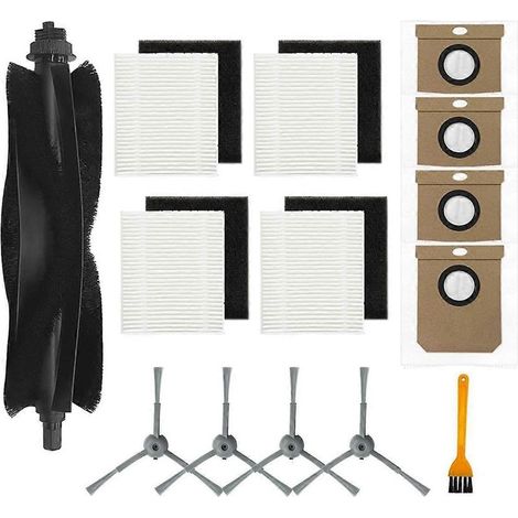 Kit d'accessoires de rechange pour aspirateurs robots séries L60 et 50, comprenant brosse principale, brosses latérales, filtres et sacs à poussière. (1/5)