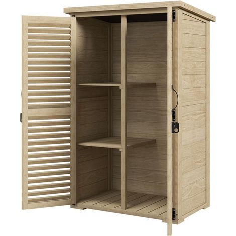 ARMADIO DA ESTERNO PORTAOGGETTI A 2 RIPIANI CON PICCHETTI. IN LEGNO DI ABETE. 75X50X111/118 CM