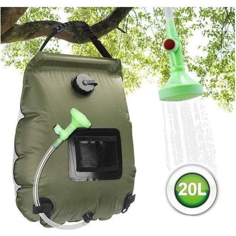 Sac de Douche Solaire Camping, 20L Solaire Sac de Douche Portable Pliant Extérieur pour Douche Température 45 °C avec Commutable Tête de Douche Chauffe Eau Solaire pour Randonnée Escalade (1/4)
