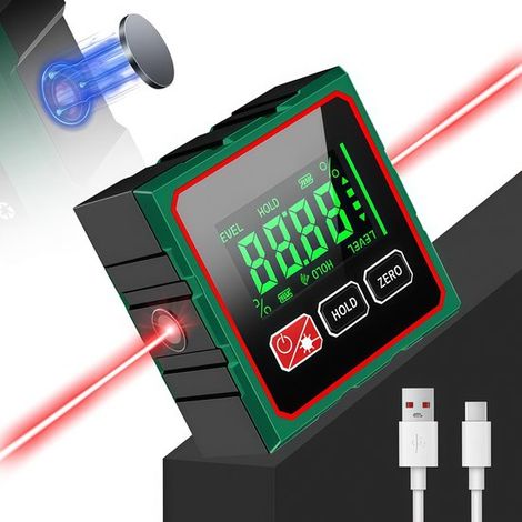 Winkelmesser, digitaler Winkelmesser, digitaler Neigungsmesser, magnetischer Winkelmesser, digitaler Winkelmesser mit Elektrolaser, Würfel-Neigungsmesser, hintergrundbeleuchtet (1/5)