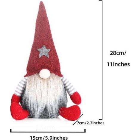 Nain De Noël - Peluche Décorative - Pour Intérieur Et Sapin - Hauteur 28 Cm - Rouge - 1 Pièce (1/5)