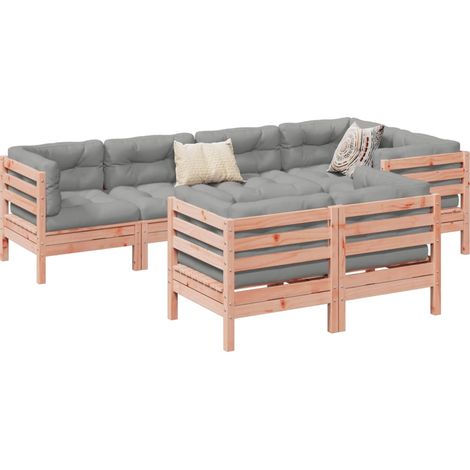 7-tlg. Garten-Sofagarnitur mit Kissen Massivholz Douglasie (1/5)
