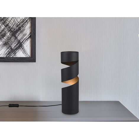Moderne Tischleuchte STREAM Zylinder aus Metall in Schwarz, Höhe 35cm (1/5)