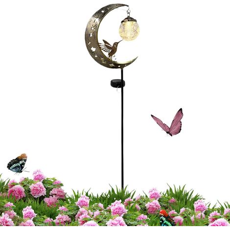 Solarbetriebene Kolibri-Mondleuchten, wasserdichte Kolibri-Mond-Wegfiguren Solar-Außenfiguren für Garten, Gehweg, Terrasse, Rasen, Veranda, Hof, Wiese, Pfad, Boden (1/5)