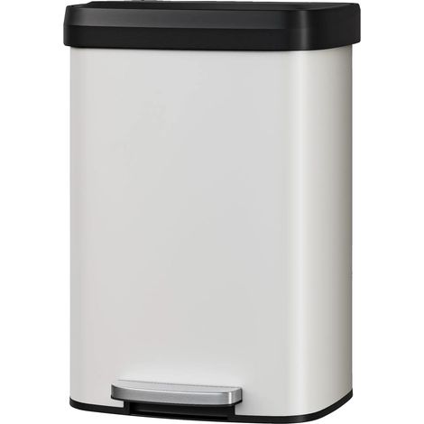 Poubelle, capacité de 50L, fonctionnement à pédale, BLANC (1/2)