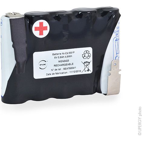 NX - Batterie eclairage secours 5x AA VST 5S1P ST1 HT 6V 800mAh FASTON 6.3mm(+) 4.8mm(-) (1/2)