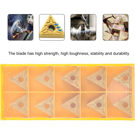 Lot de 10 plaquettes CNC triangulaires réversibles pour usinage acier fonte ébauche semi-finition R0.4/R0.8 T9125-160404 (R0.4) (1/5)